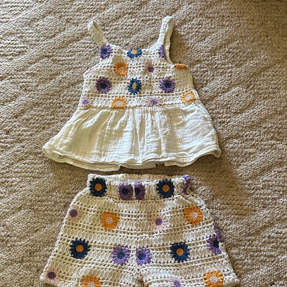 Zara Kids Crochet Set - White, Purple, Orange